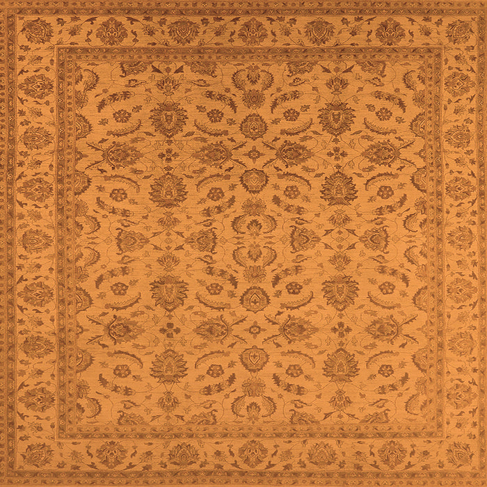 Square Machine Washable Oriental Orange Traditional Area Rugs, wshurb1345org