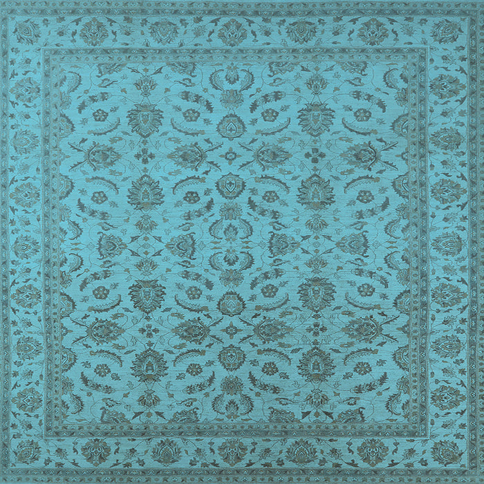 Square Machine Washable Oriental Light Blue Traditional Rug, wshurb1345lblu