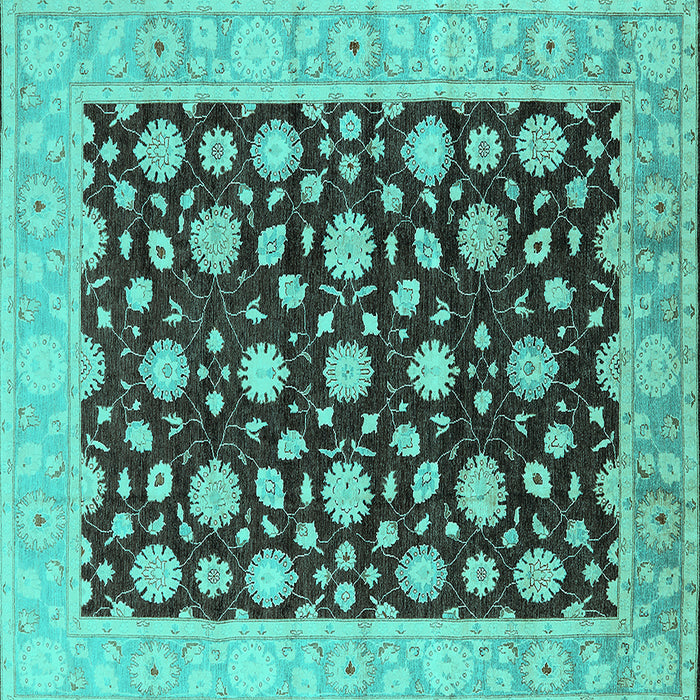 Square Oriental Turquoise Traditional Rug, urb1346turq