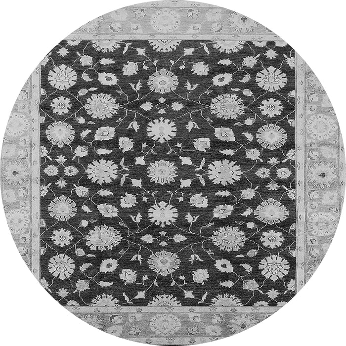 Round Oriental Gray Traditional Rug, urb1346gry