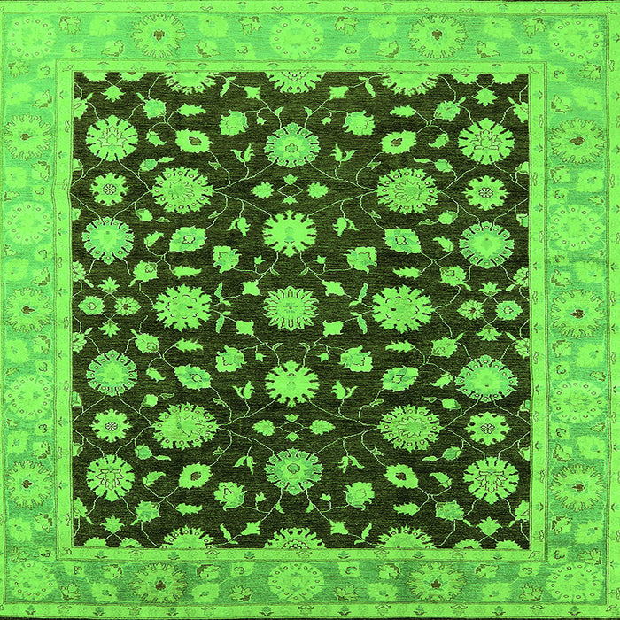 Square Oriental Green Traditional Rug, urb1346grn