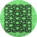 Round Oriental Emerald Green Traditional Rug, urb1346emgrn