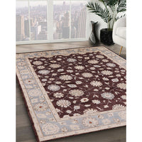 Mid-Century Modern Reddish Brown Oriental Rug, urb1346