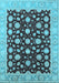 Machine Washable Oriental Light Blue Traditional Rug, wshurb1346lblu