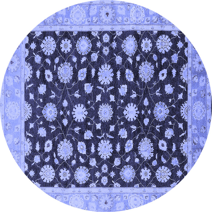 Round Machine Washable Oriental Blue Traditional Rug, wshurb1346blu