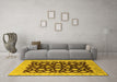 Machine Washable Oriental Yellow Traditional Rug in a Living Room, wshurb1346yw