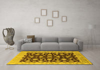 Machine Washable Oriental Yellow Traditional Rug, wshurb1346yw