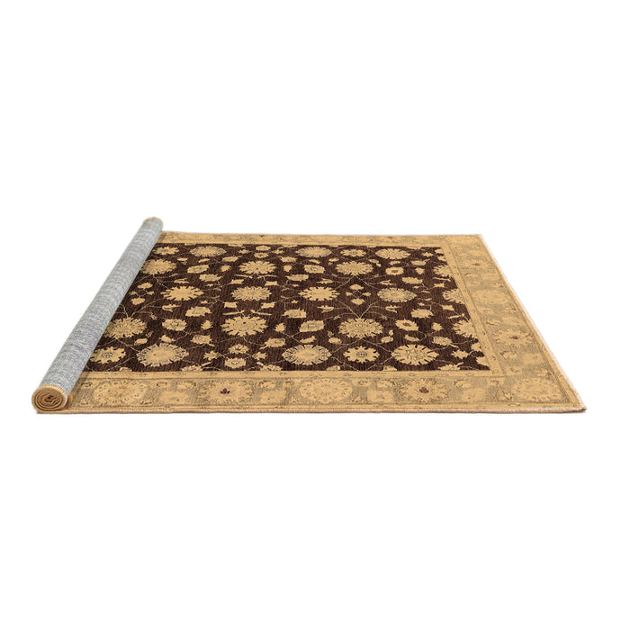 Sideview of Machine Washable Oriental Brown Traditional Rug, wshurb1346brn