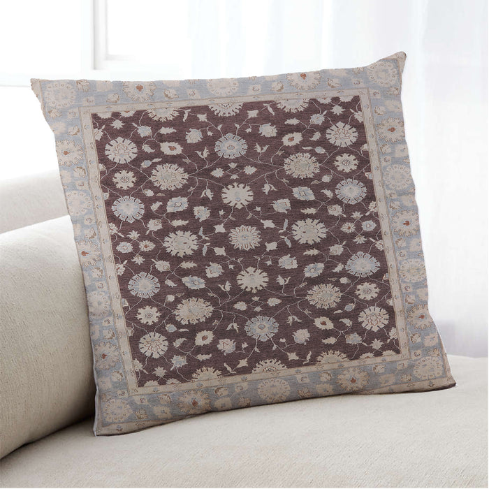 Lifestyle Image of Mid-Century Modern Urban Square Sepia Brown Throw Pillow, 18 inch by 18 inch, pwurb1346