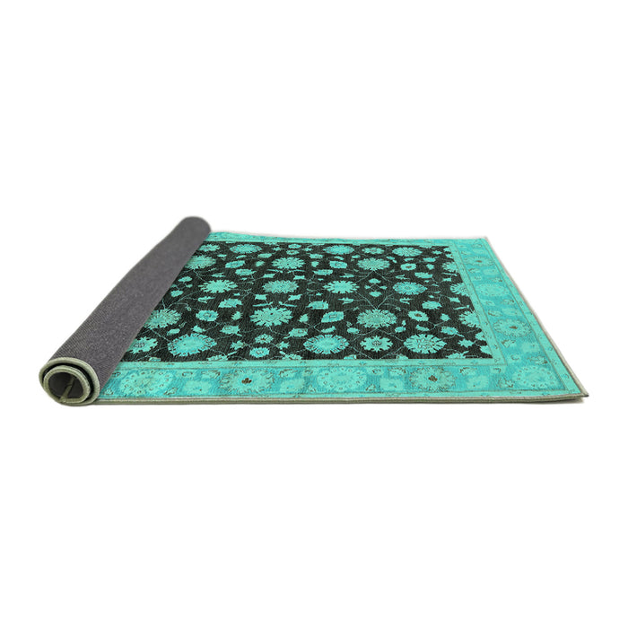 Sideview of Oriental Turquoise Traditional Rug, urb1346turq