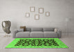 Machine Washable Oriental Green Traditional Area Rugs in a Living Room,, wshurb1346grn