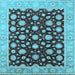 Square Machine Washable Oriental Light Blue Traditional Rug, wshurb1346lblu