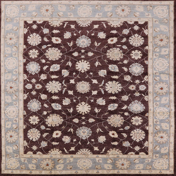 Square Mid-Century Modern Reddish Brown Oriental Rug, urb1346