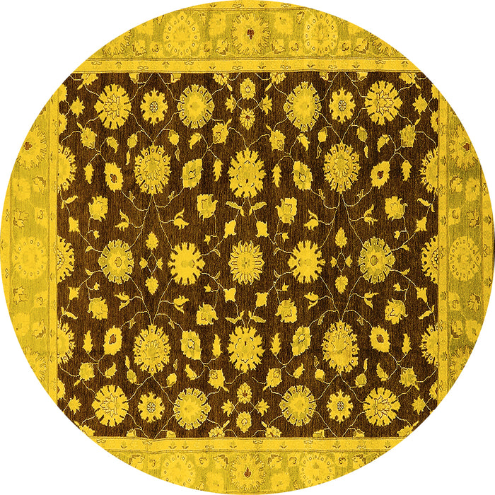Round Oriental Yellow Traditional Rug, urb1346yw