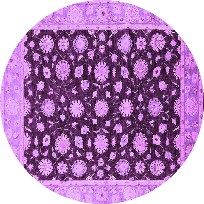Round Oriental Purple Traditional Rug, urb1346pur
