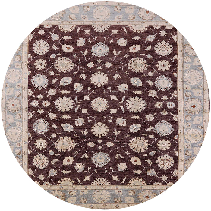 Round Mid-Century Modern Reddish Brown Oriental Rug, urb1346