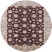 Round Mid-Century Modern Reddish Brown Oriental Rug, urb1346