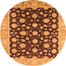 Round Machine Washable Oriental Orange Traditional Area Rugs, wshurb1346org