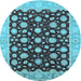 Round Machine Washable Oriental Light Blue Traditional Rug, wshurb1346lblu