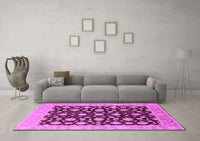 Machine Washable Oriental Pink Traditional Rug, wshurb1346pnk