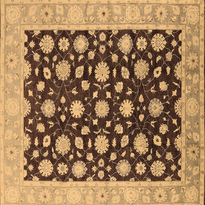 Square Oriental Brown Traditional Rug, urb1346brn