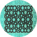 Round Oriental Turquoise Traditional Rug, urb1346turq