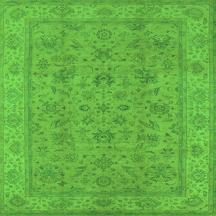 Square Oriental Green Traditional Rug, urb1347grn