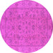 Round Oriental Pink Traditional Rug, urb1347pnk