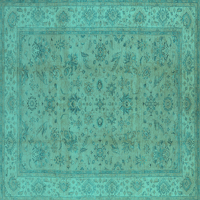 Square Oriental Turquoise Traditional Rug, urb1347turq