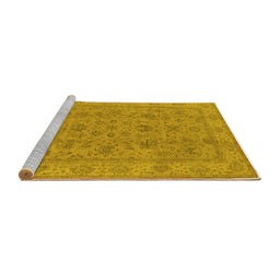 Sideview of Machine Washable Oriental Yellow Traditional Rug, wshurb1347yw
