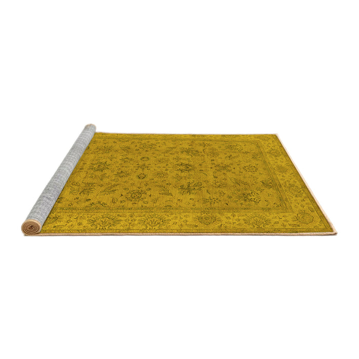 Sideview of Machine Washable Oriental Yellow Traditional Rug, wshurb1347yw