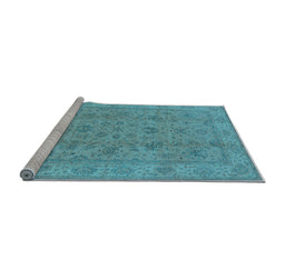 Sideview of Machine Washable Oriental Light Blue Traditional Rug, wshurb1347lblu