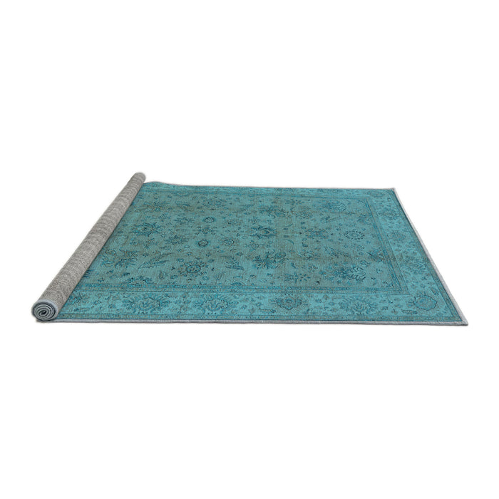 Sideview of Machine Washable Oriental Light Blue Traditional Rug, wshurb1347lblu