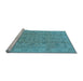 Sideview of Machine Washable Oriental Light Blue Traditional Rug, wshurb1347lblu