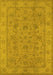 Machine Washable Oriental Yellow Traditional Rug, wshurb1347yw