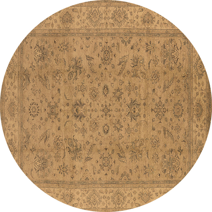 Round Machine Washable Oriental Brown Traditional Rug, wshurb1347brn