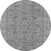 Round Oriental Gray Traditional Rug, urb1347gry