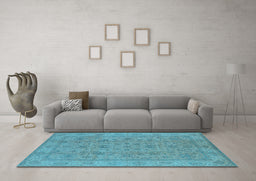 Machine Washable Oriental Light Blue Traditional Rug in a Living Room, wshurb1347lblu