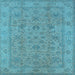 Square Machine Washable Oriental Light Blue Traditional Rug, wshurb1347lblu