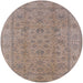 Round Mid-Century Modern Dark Almond Brown Oriental Rug, urb1347