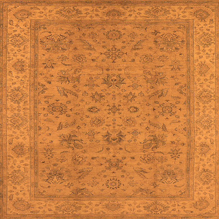 Square Oriental Orange Traditional Rug, urb1347org