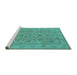 Sideview of Machine Washable Oriental Turquoise Traditional Area Rugs, wshurb1347turq