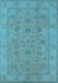 Machine Washable Oriental Light Blue Traditional Rug, wshurb1347lblu