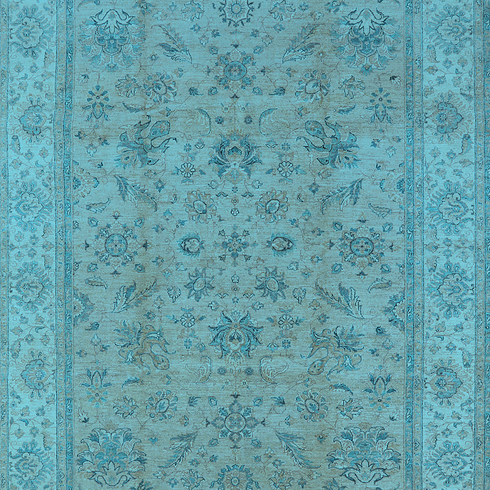 Machine Washable Oriental Light Blue Traditional Rug, wshurb1347lblu