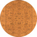 Round Machine Washable Oriental Orange Traditional Area Rugs, wshurb1347org