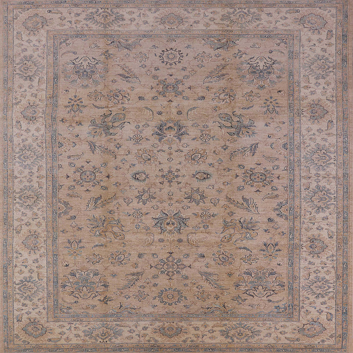 Square Mid-Century Modern Dark Almond Brown Oriental Rug, urb1347