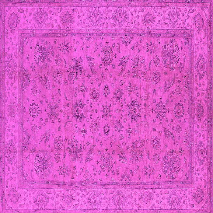 Square Machine Washable Oriental Pink Traditional Rug, wshurb1347pnk