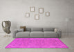 Machine Washable Oriental Pink Traditional Rug in a Living Room, wshurb1347pnk