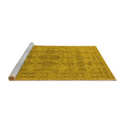 Sideview of Machine Washable Oriental Yellow Traditional Rug, wshurb1348yw