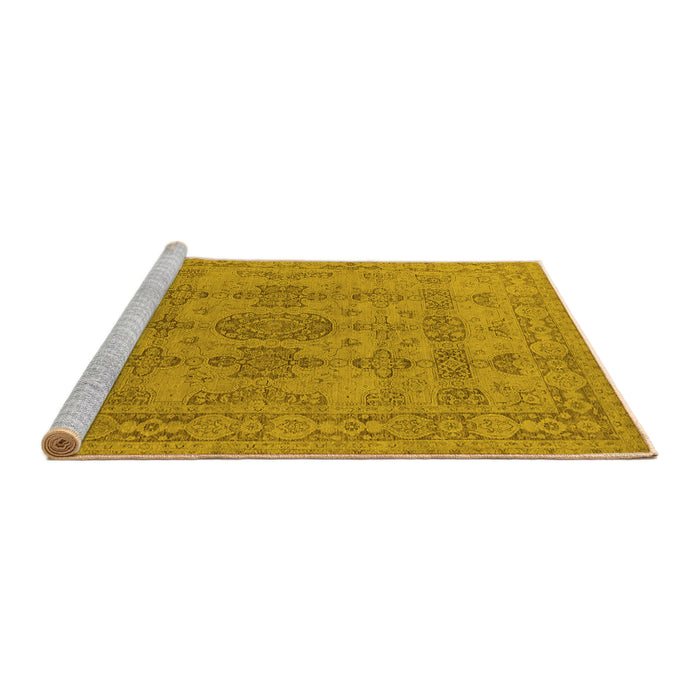 Sideview of Machine Washable Oriental Yellow Traditional Rug, wshurb1348yw